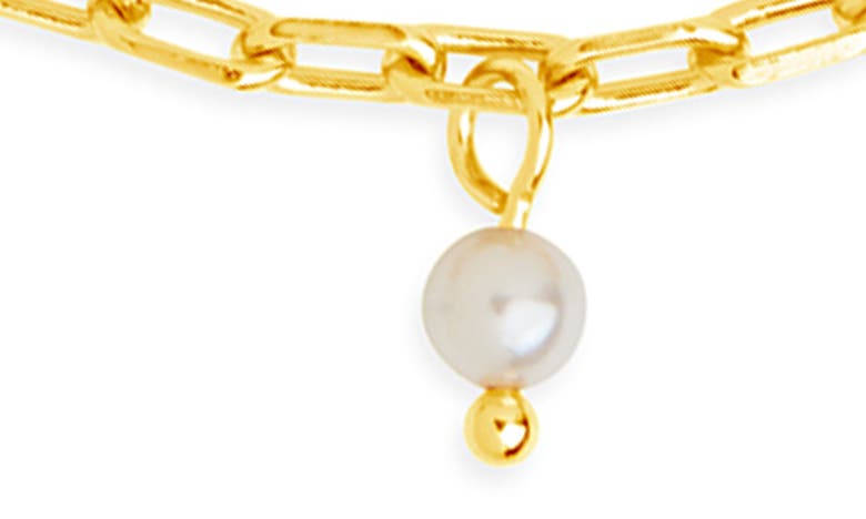 Shop Sterling Forever Beverly Freshwater Pearl Charm Anklet In Gold