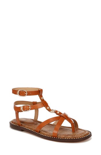 Sam Edelman Teeni Gladiator Sandal Cognac Brown Leather In Honey Brown