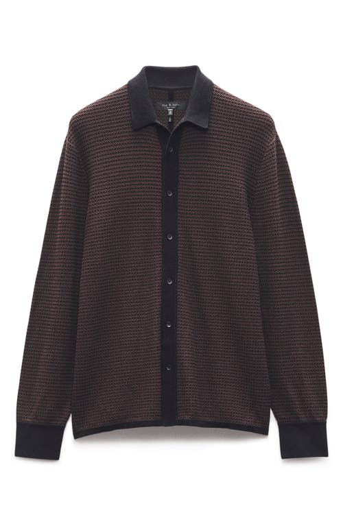 Shop Rag & Bone Hayes Textured Knit Button-up Shirt In Slatebrown