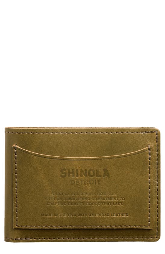 Shinola Pocket Bifold Wallet In Olive