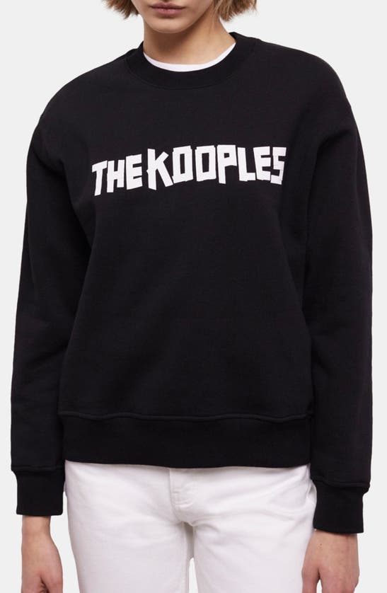 The Kooples Cotton Crewneck Graphic Sweatshirt In Black