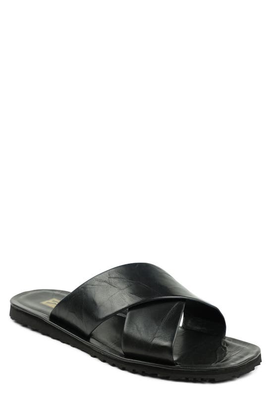 Bruno Magli Amato Leather Slide Sandal In Black