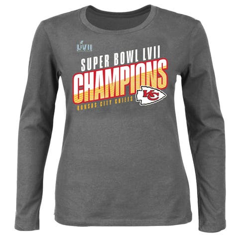 Men's Majestic Threads Red Kansas City Chiefs Super Bowl LVII Champions Local Phrase Tri-Blend Long Sleeve T-Shirt Size: Small