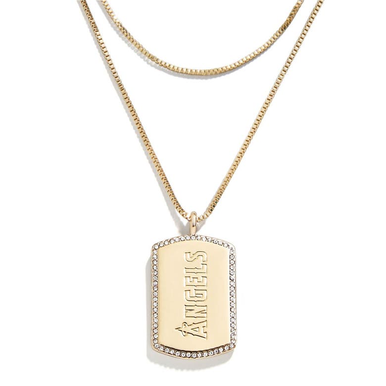 Shop Wear By Erin Andrews X Baublebar Los Angeles Angels Dog Tag Necklace In Gold