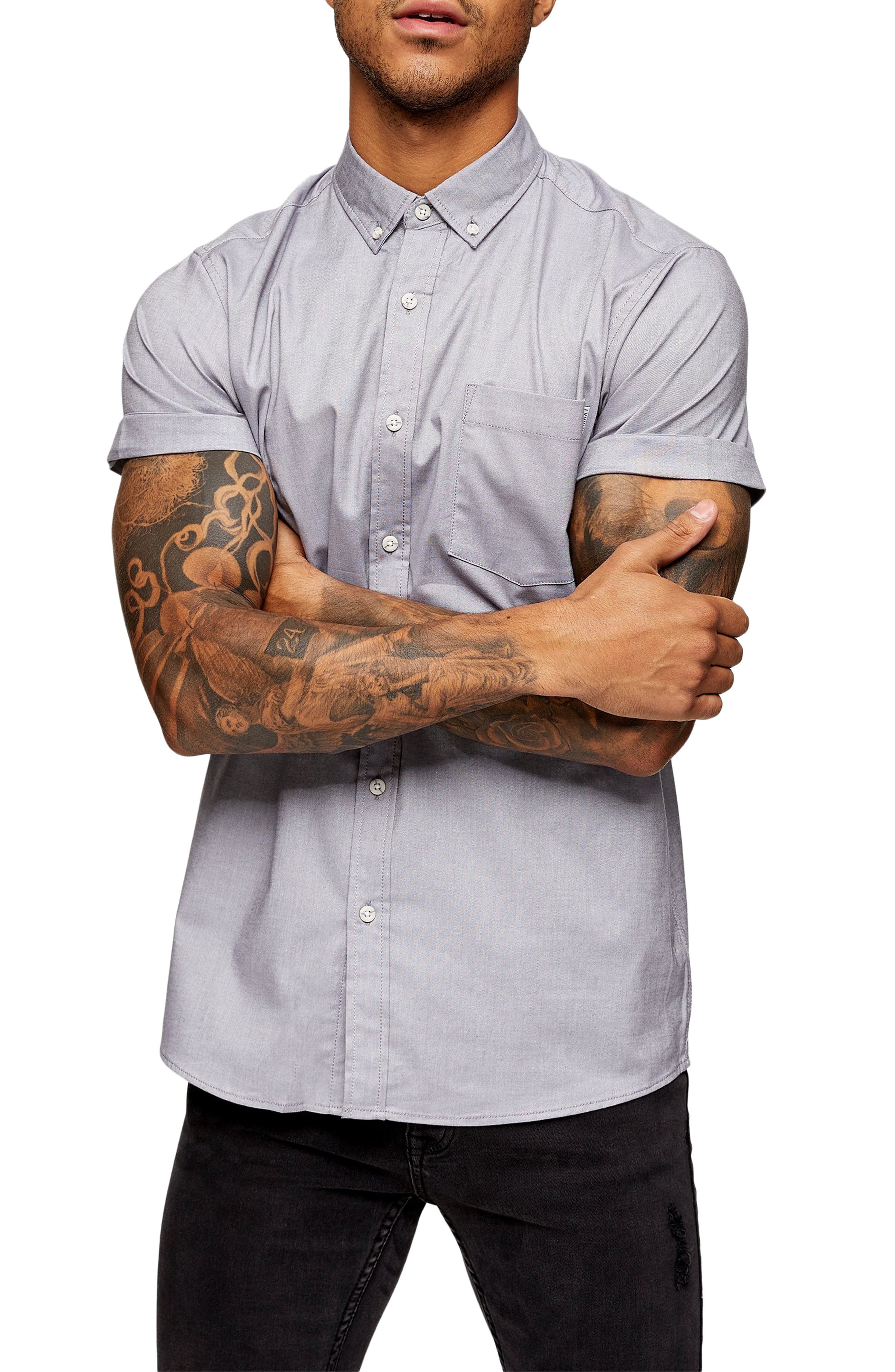 topman stretch skinny fit shirt