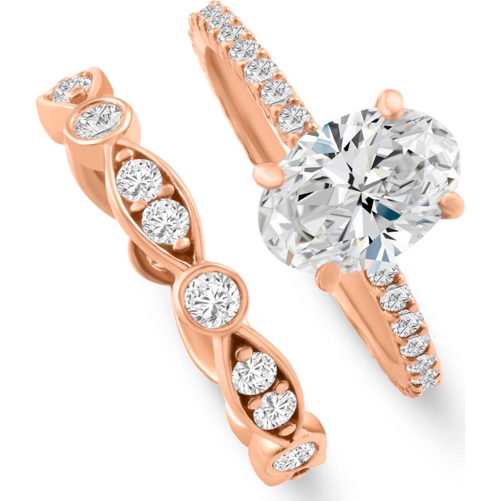 Bliss Diamond 2 3/4ct Oval Diamond Engagement Wedding Ring Set Gold Lab Grown In 14k Rose Gold