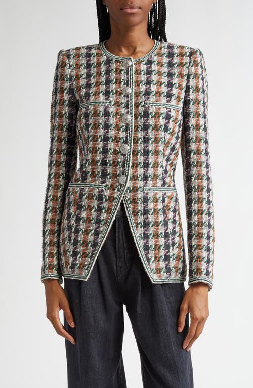 Shop Veronica Beard Alessia Cotton Blend Tweed Jacket In Light Forest Multi