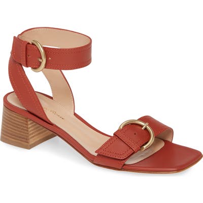 Gianvito Rossi Buckle Ankle Strap Block Heel Sandal - Red