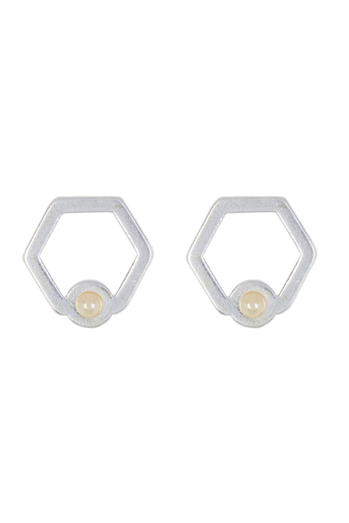 Alex And Ani Sterling Silver Honeycomb Stud Earrings
