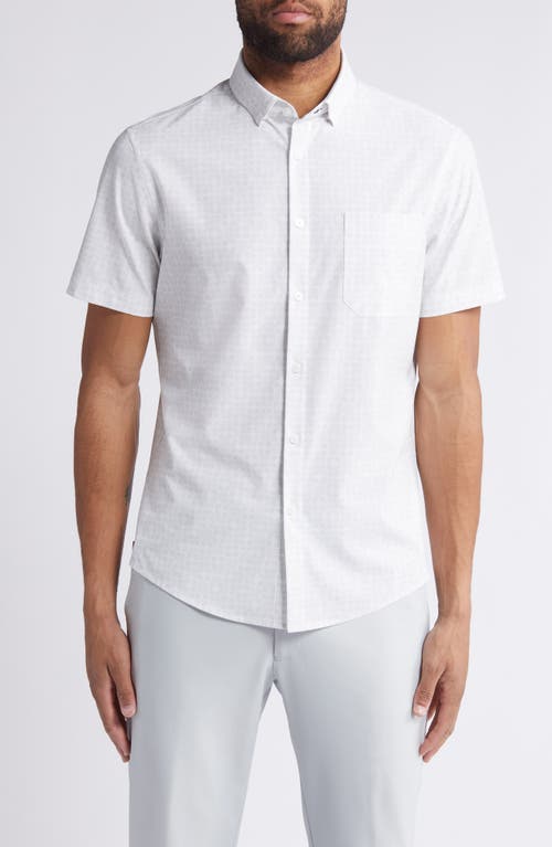 Mizzen+Main Leeward Geo Print Short Sleeve Performance Button-Up Shirt Aluminum Gradient at Nordstrom,