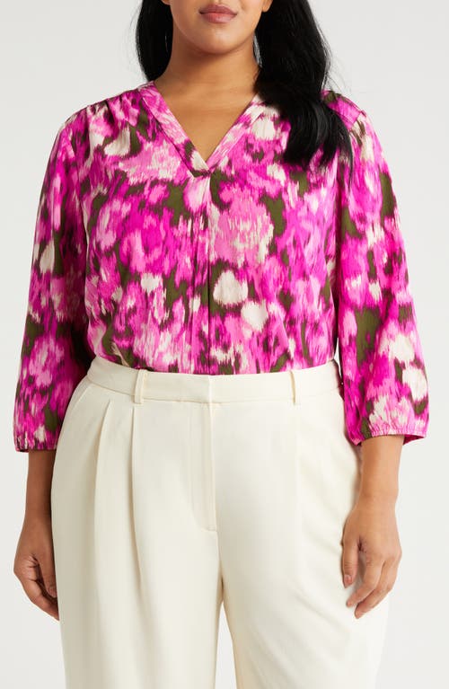 Jones New York Floral Tunic Top Bright Orchid at Nordstrom,