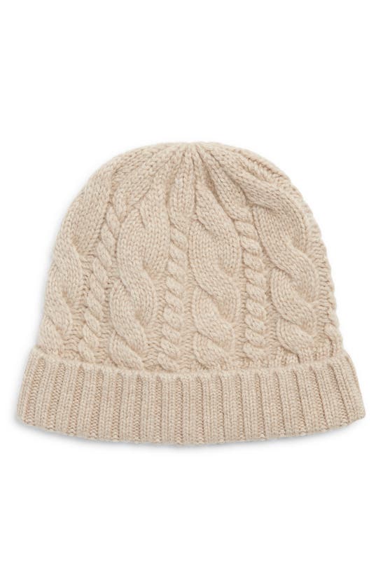 Sofia Cashmere Cashmere Chunky Cable Knit Beanie In Beige