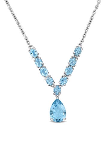 Shop Delmar Semiprecious Stone Pendant Necklace In Blue