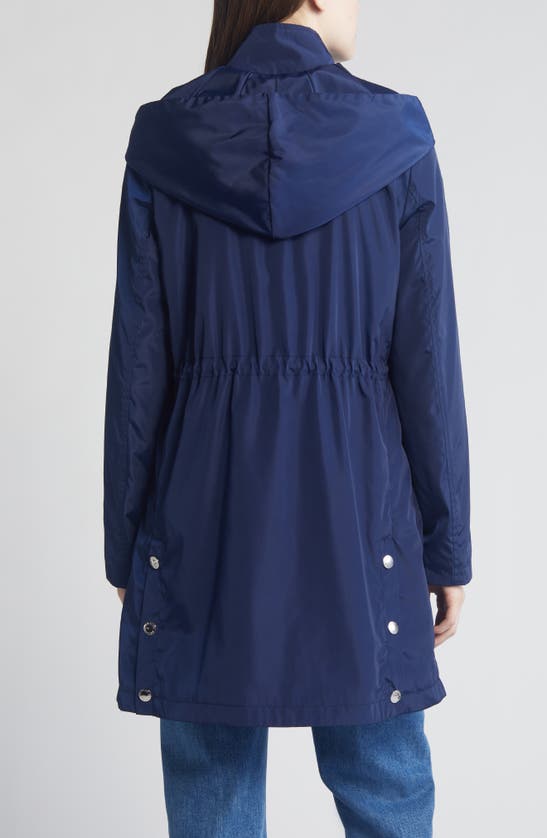 Shop Via Spiga Water Resistant Packable Rain Jacket In Navy