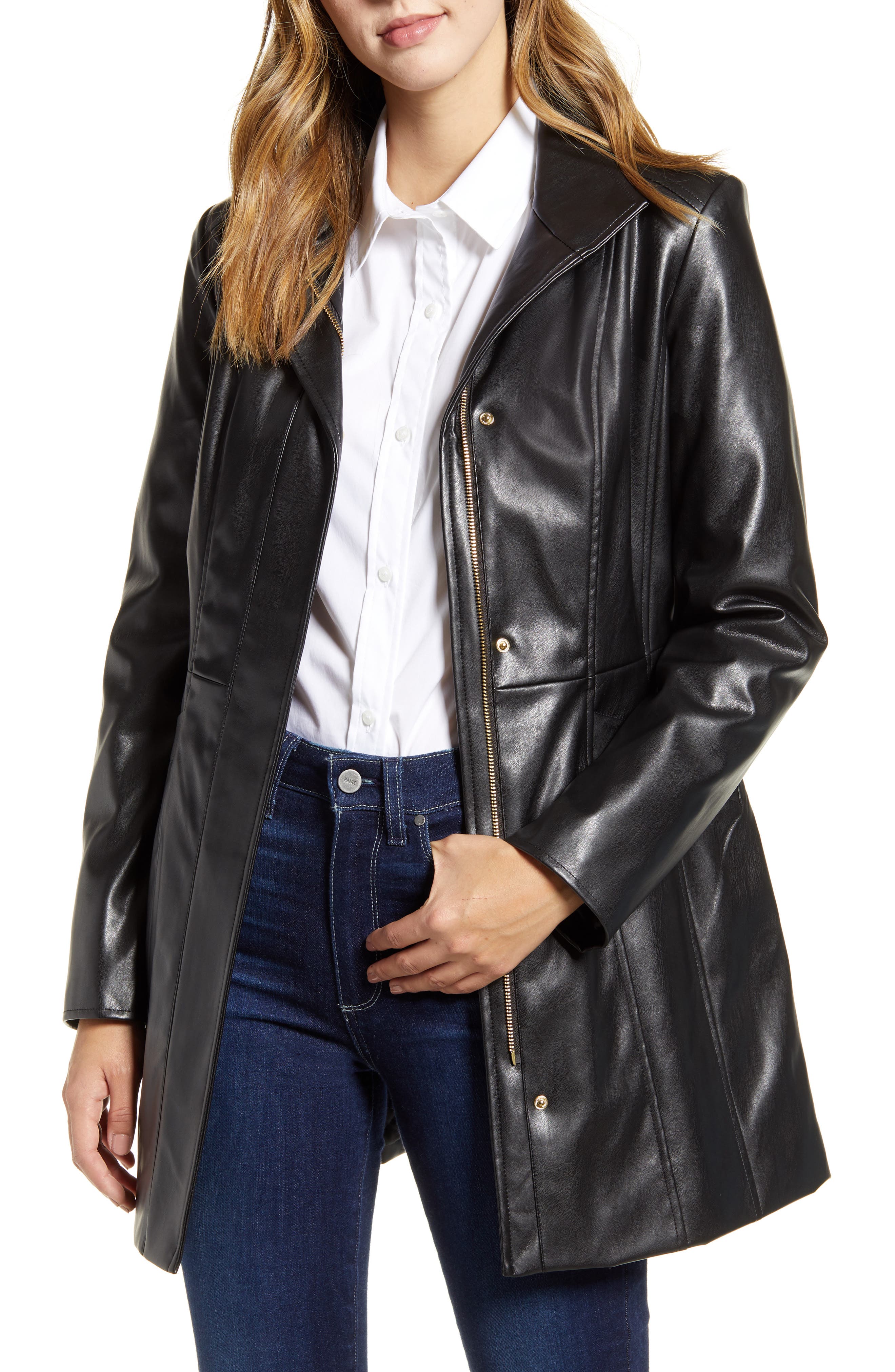 cole haan faux leather jacket womens