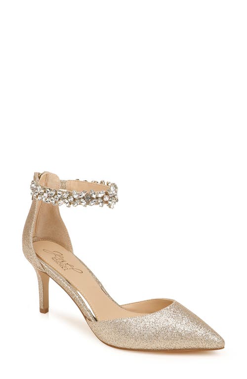 Raleigh Pointed Toe Ankle Strap Pump in Light Gold Glitter