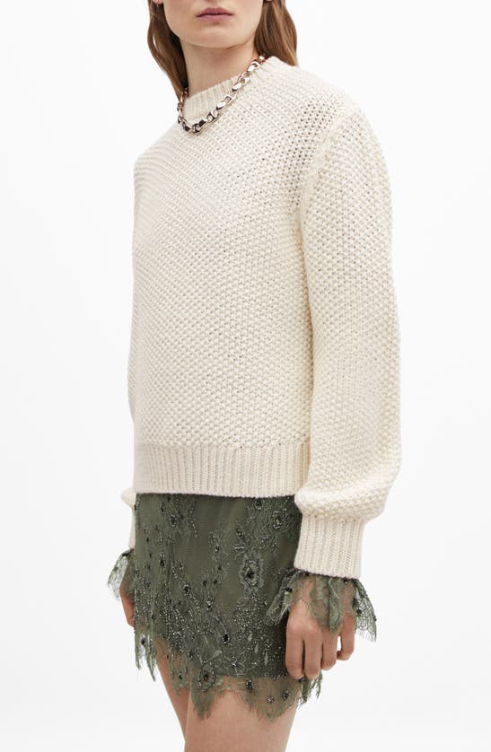 Shop Mango Cable Stitch Sweater In Ecru