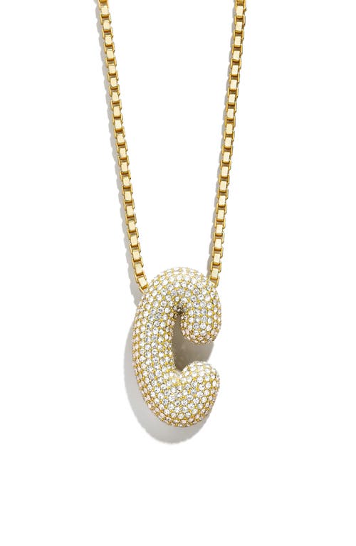 Pavé Crystal Bubble Initial Pendant Necklace in Gold C