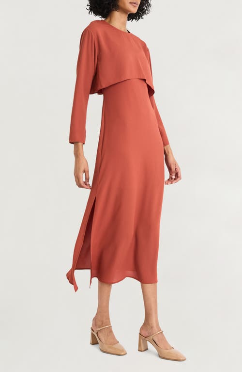 Shop Luxely Long Sleeve Georgette Midi Dress In Picante