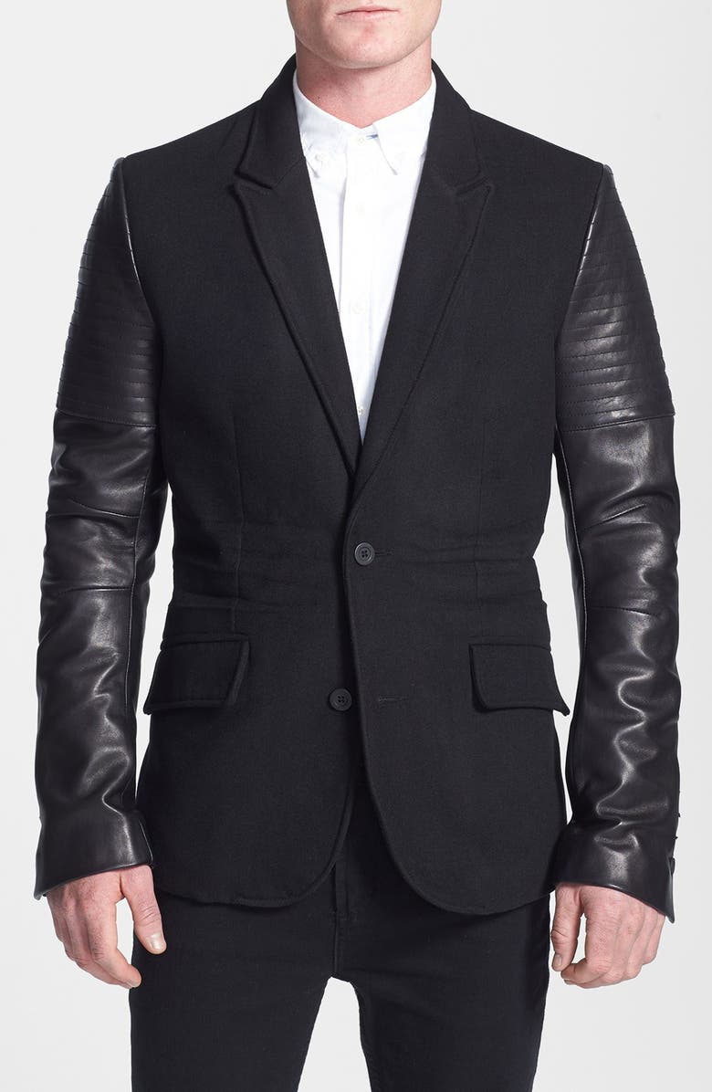 Rogue Two-Button Jacket with Leather Sleeves | Nordstrom