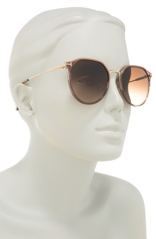 Tom Ford 55mm Round Sunglasses In Light Brown / Gradient Brown