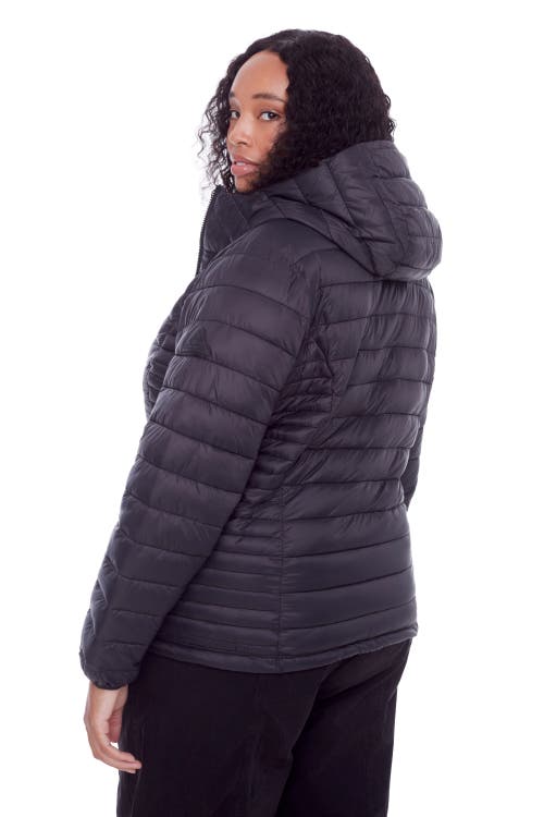 Alpine North Plus Size Yoho Lightweight Packable Puffer Jacket & Bag In Black