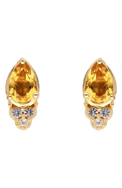 Ys Gems Peridot & White Topaz Stud Earrings In Yellow