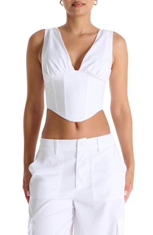 Lace-Up Back Sleeveless Corset Top in White