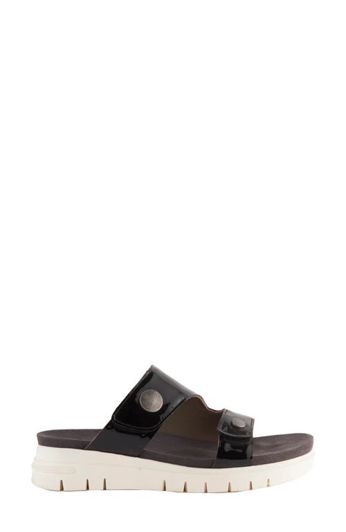 David Tate Elena Wedge Slide Sandal In Black Patent