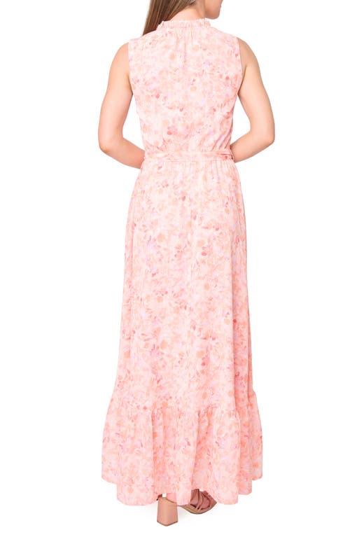 Shop Gibsonlook Lindsey Floral Ruffle Maxi Dress In Blush Watercolor