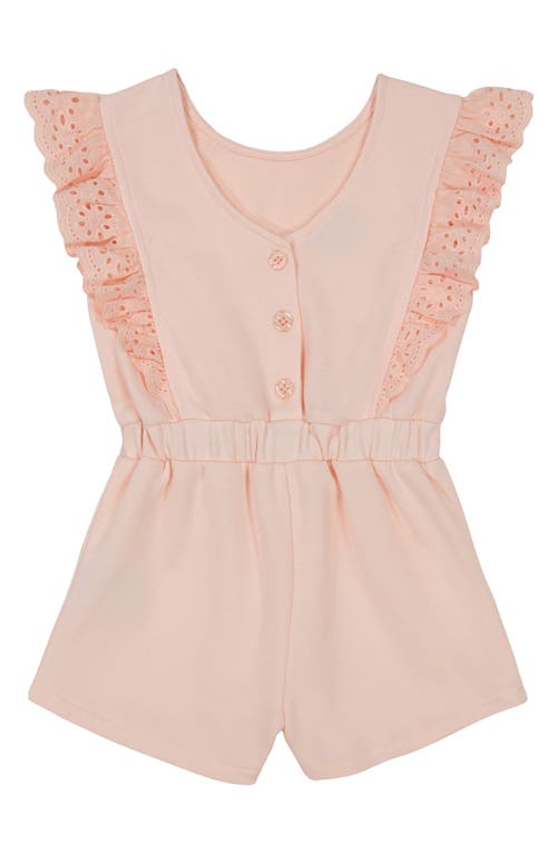 Shop Calvin Klein Kids' Eyelet French Terry Romper In Assorted Pink