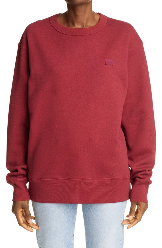 Acne Studios Fairview Face Sweatshirt In Deep Red