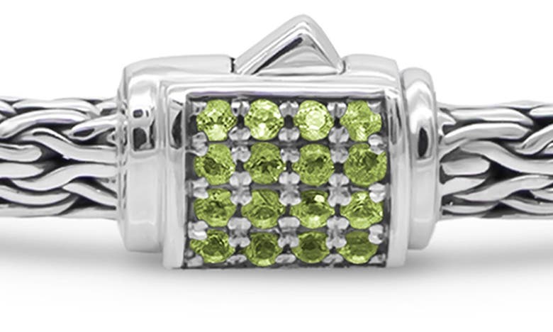 Devata Sterling Silver Semiprecious Stone Chain Bracelet In Silver Green