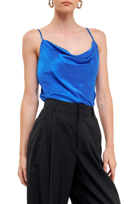 Shop Endless Rose Cowl Neck Camisole In Blue