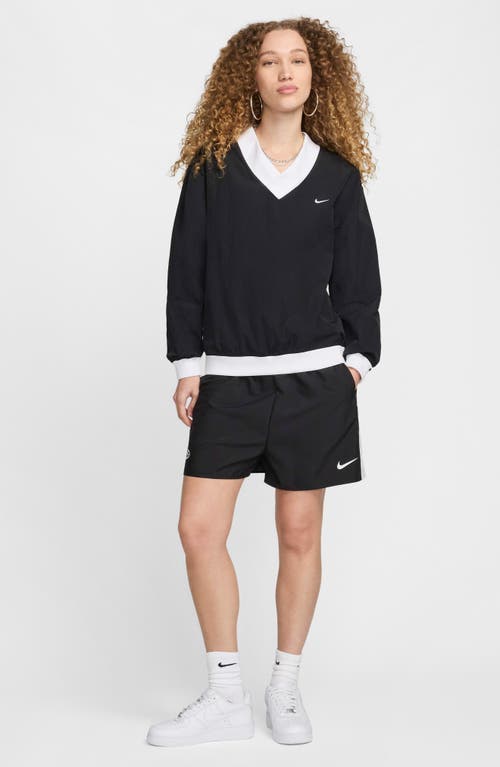 Shop Nike Sportswear Essential Woven Top In Black/white