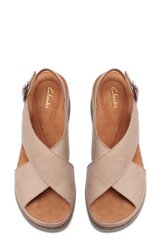 Shop Clarks Kassanda Step Wedge Sandal In Sand Nubuck