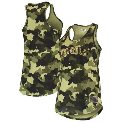 Los Angeles Dodgers New Era Girls Youth 2021 Armed Forces Day Brushed Camo  V-Neck T-Shirt - Green