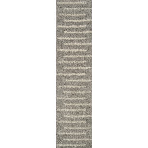 Jonathan Y Alaro Berber Stripe Shag Area Rug In Gray/ivory