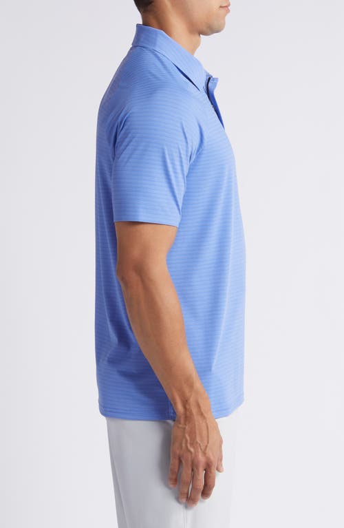 Shop Zella Fadeout Stripe Performance Polo In Blue Hydrangea