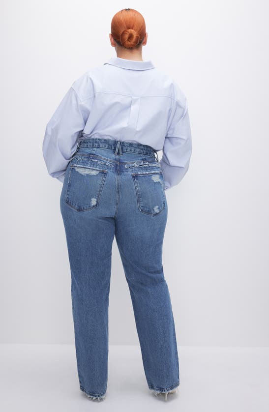 Shop Good American Good '90s Ripped Relaxed Jeans In Indigo633