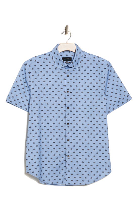 Shop Bugatchi Short Sleeve Woven Shirt In Air Blue
