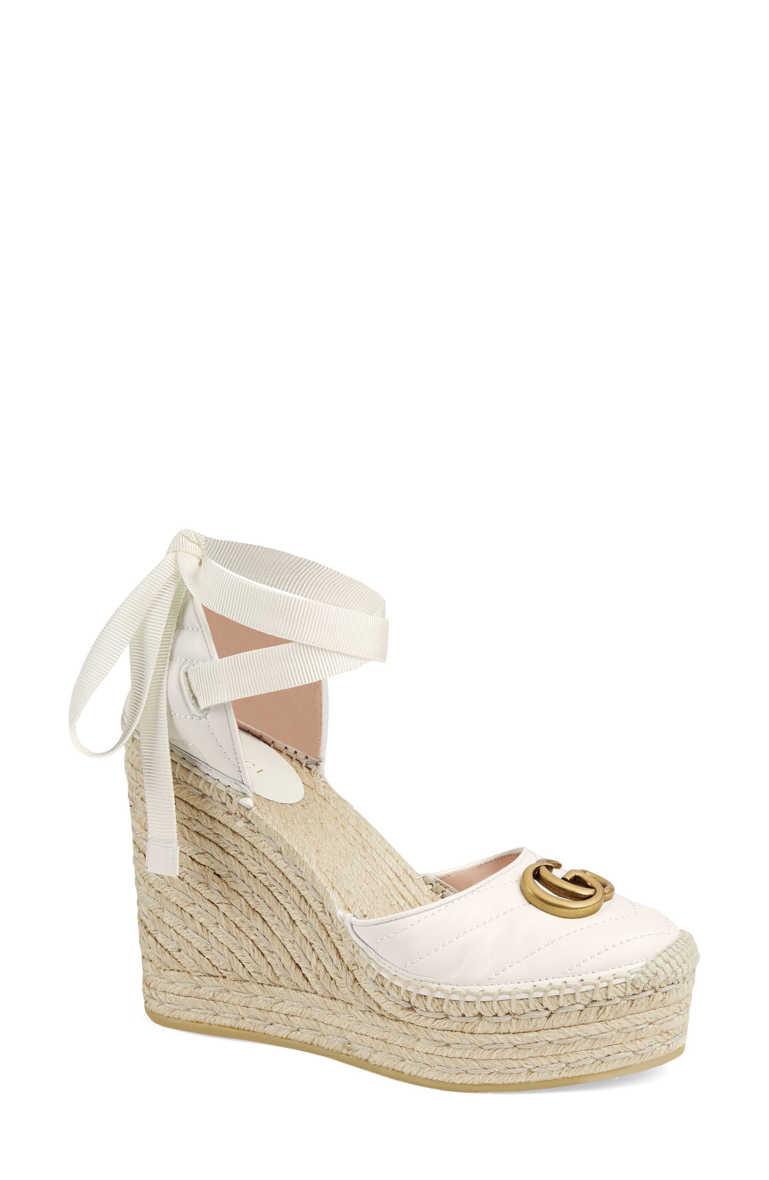 gucci palmyra leather platform espadrille wedges