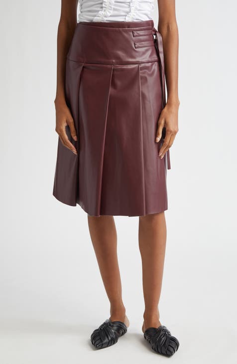 Burgundy leather skirt 4xl best sale