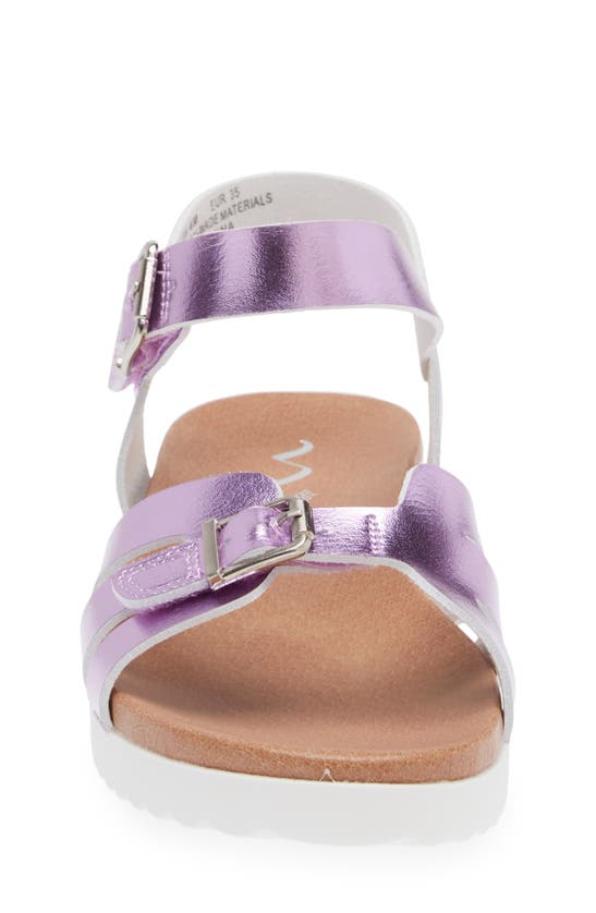 Shop Nina Kids' Lacey Metallic Strappy Sandal In Purple Metallic