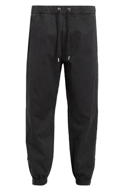 Shop Allsaints Zip Cuff Stretch Cotton Joggers In Koto Black