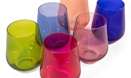 Shop Estelle Colored Glass Set Of 6 Stemless Wine Glasses In Mixed