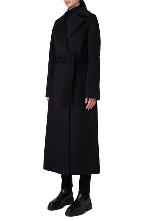 Akris Punto Double Breasted Belted Wool Blend Coat In Black
