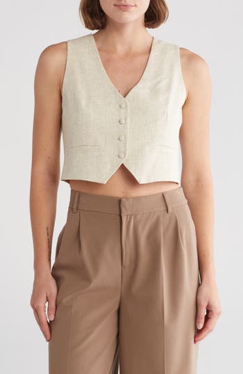 By Design Brandi Cutaway Button-up Vest In Natural