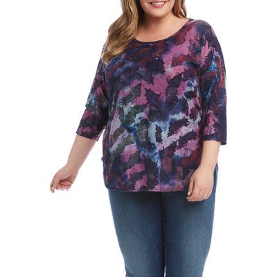 Plus Size Karen Kane Burnout Shirttail Tee, Purple