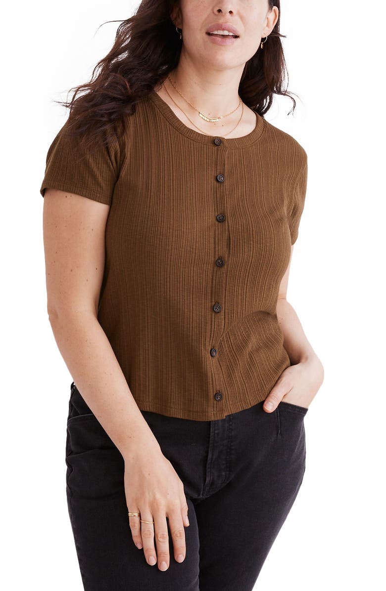 Madewell Pointelle Button Front Slim Tee Nordstrom Madewell Pointelle Button Front Slim Tee Nordstrom